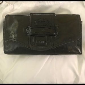 Charles David black patent leather clutch
